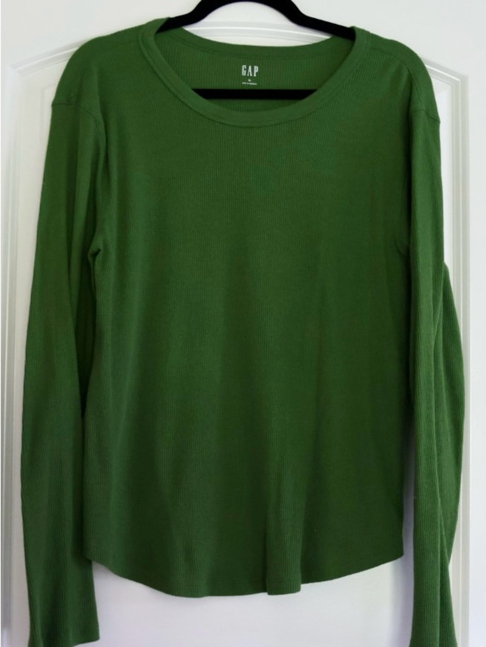Gap Twist of Lime Waffle Knit Long Sleeve Top XL Chartreuse Green